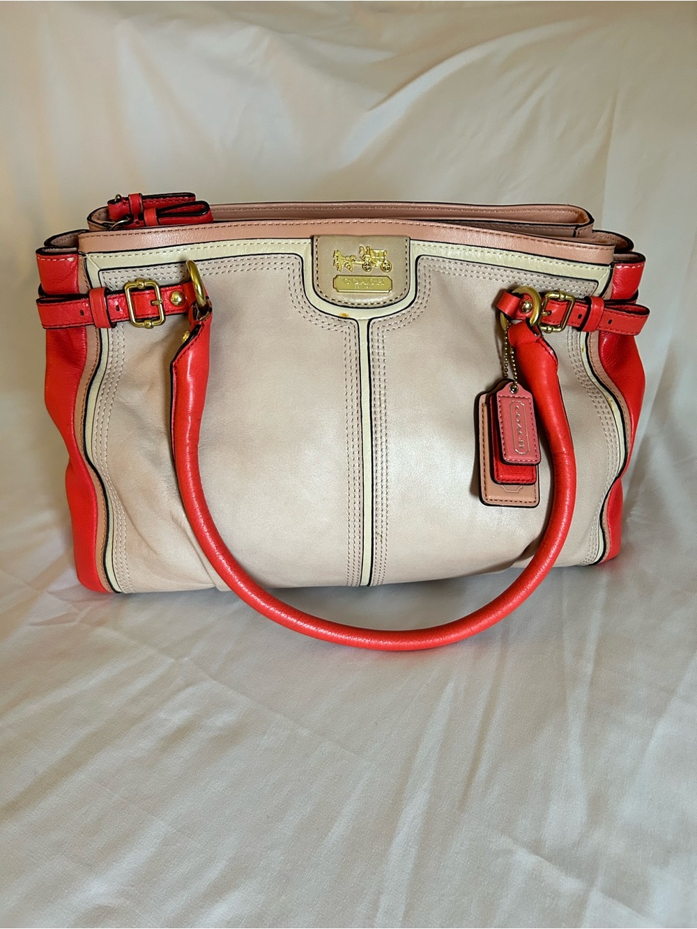 Coach color block leather  shoulder bag